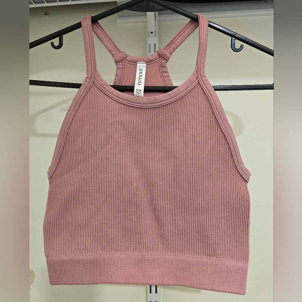 5 High Neck Ribbed Crop Tank Top